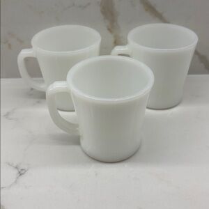 3 Vintage D Handle Fire King Milk Glass Classic Coffee Mug